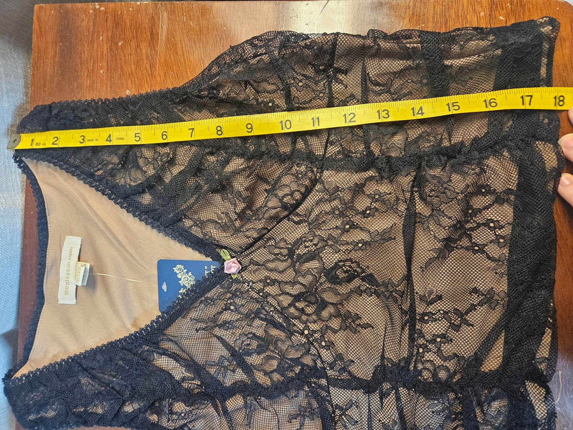 Monteau Los Angeles Black Lace Ruched Two-Piece Set Dress 6