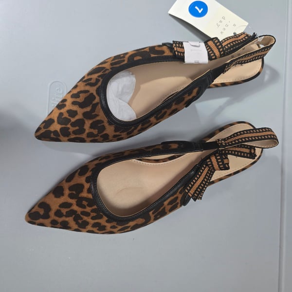A New Day Slingback Flats Size 7 Leopard Print