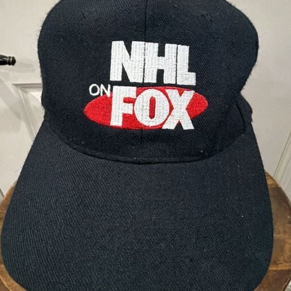 Vtg Fox Sports NHL On Fox Hat Black Adjustable Snapback Cap  90s
