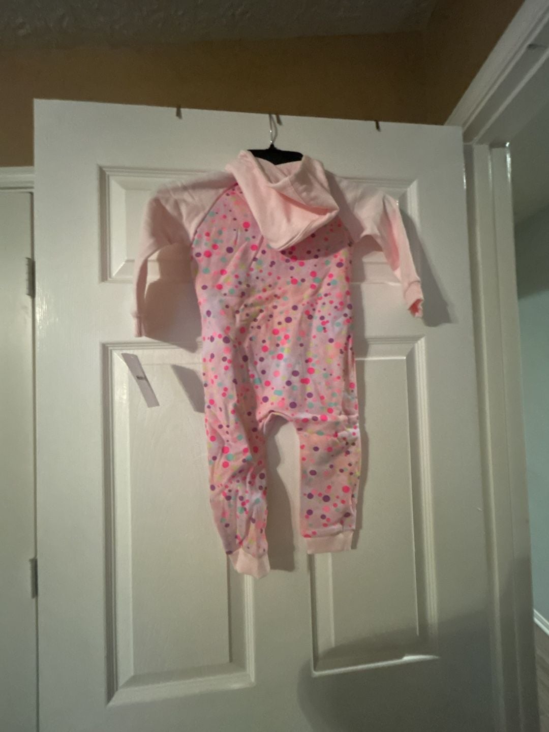 Hurley Pink Polka Dot Zip Hoodie Romper 24M 3