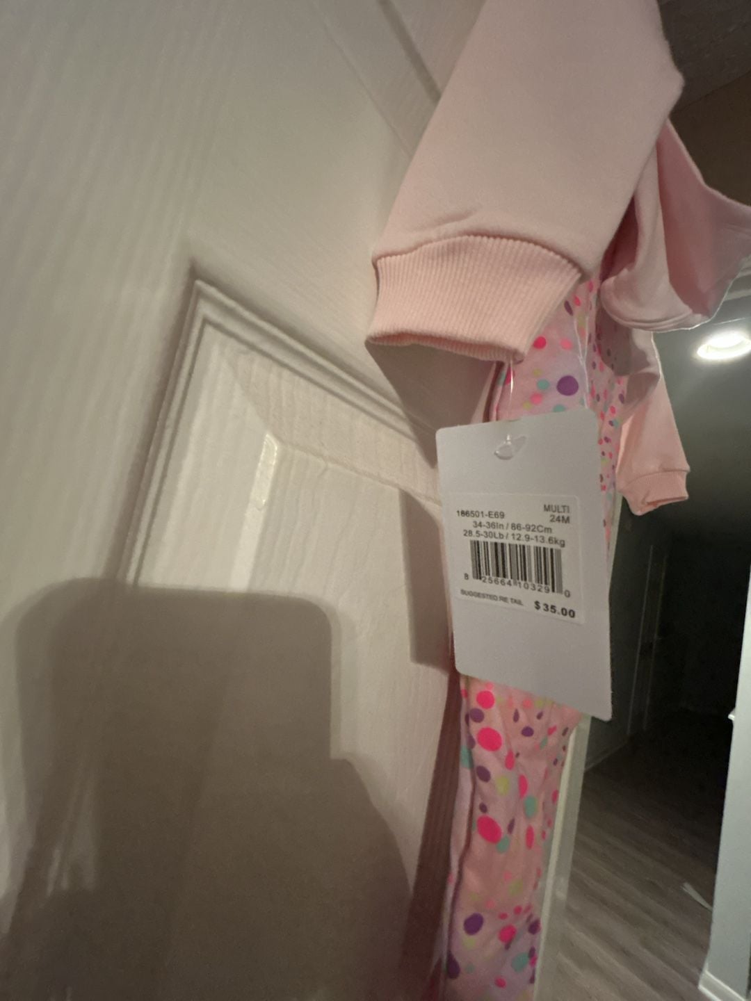 Hurley Pink Polka Dot Zip Hoodie Romper 24M 4