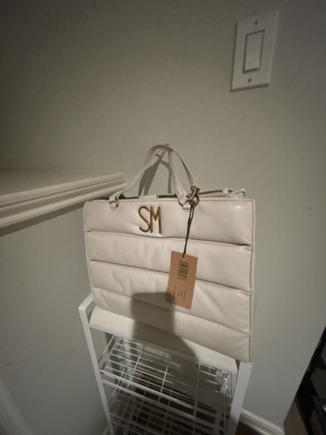 Steve Madden Quilted Shoulder Bag White 2