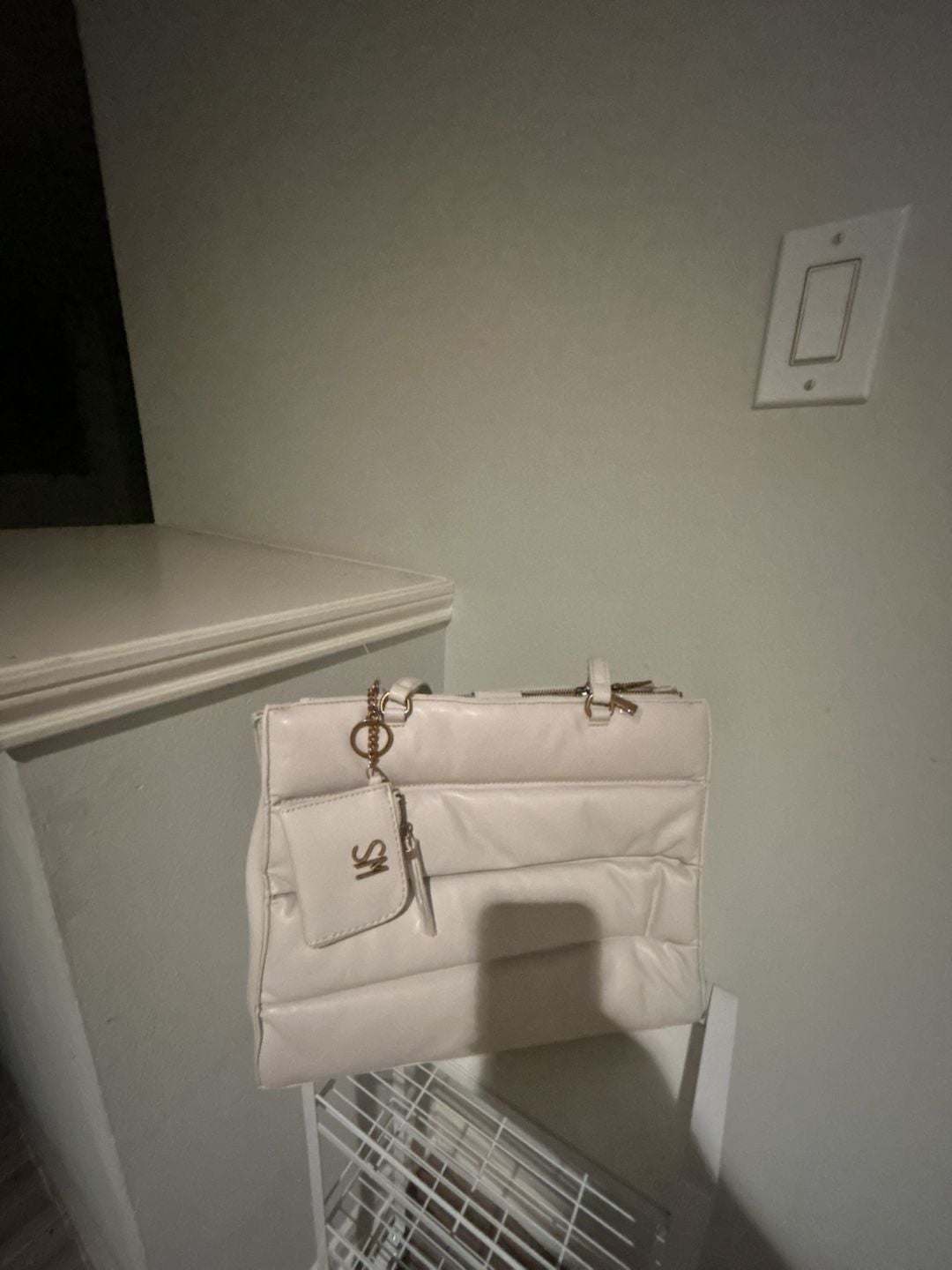 Steve Madden Quilted Shoulder Bag White 3