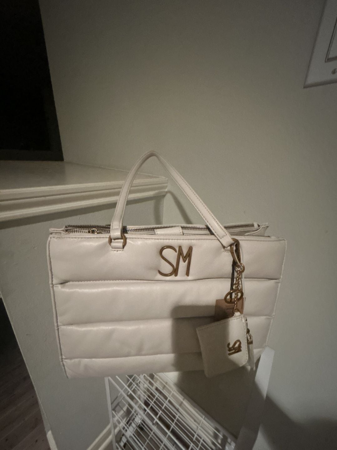 Steve Madden Quilted Shoulder Bag White 4