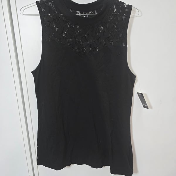Torrid Black Lace Yoke High Neck Tank Top