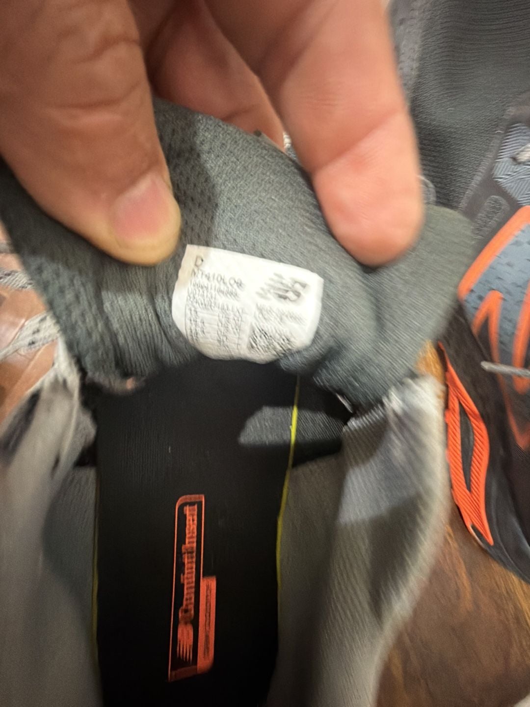 New Balance MT410 V8 Trail Running Shoe Black Gray Orange 8