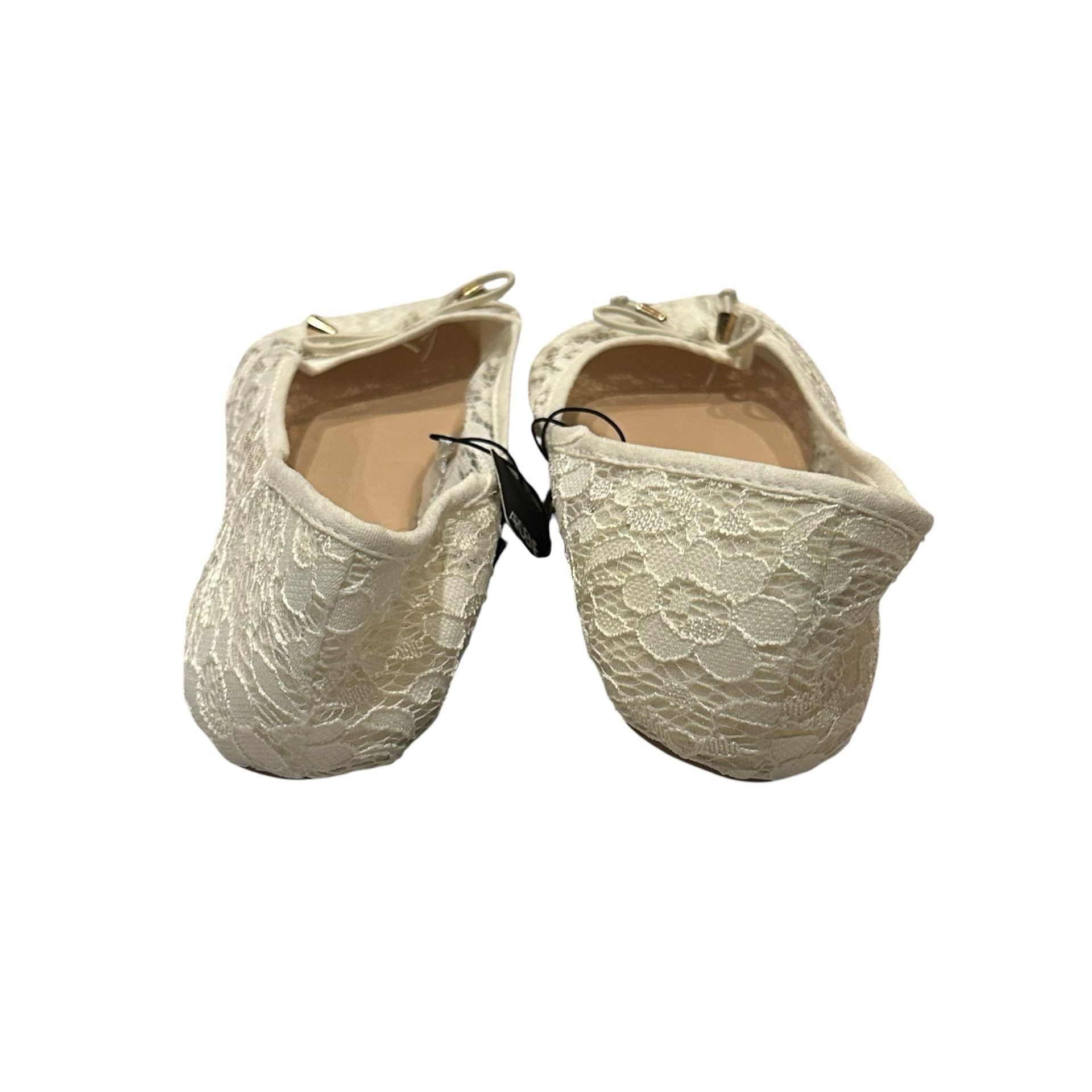 Ardene Lace Ballet Flats Size 9 Cream Bow Comfort Foam Shoes 6