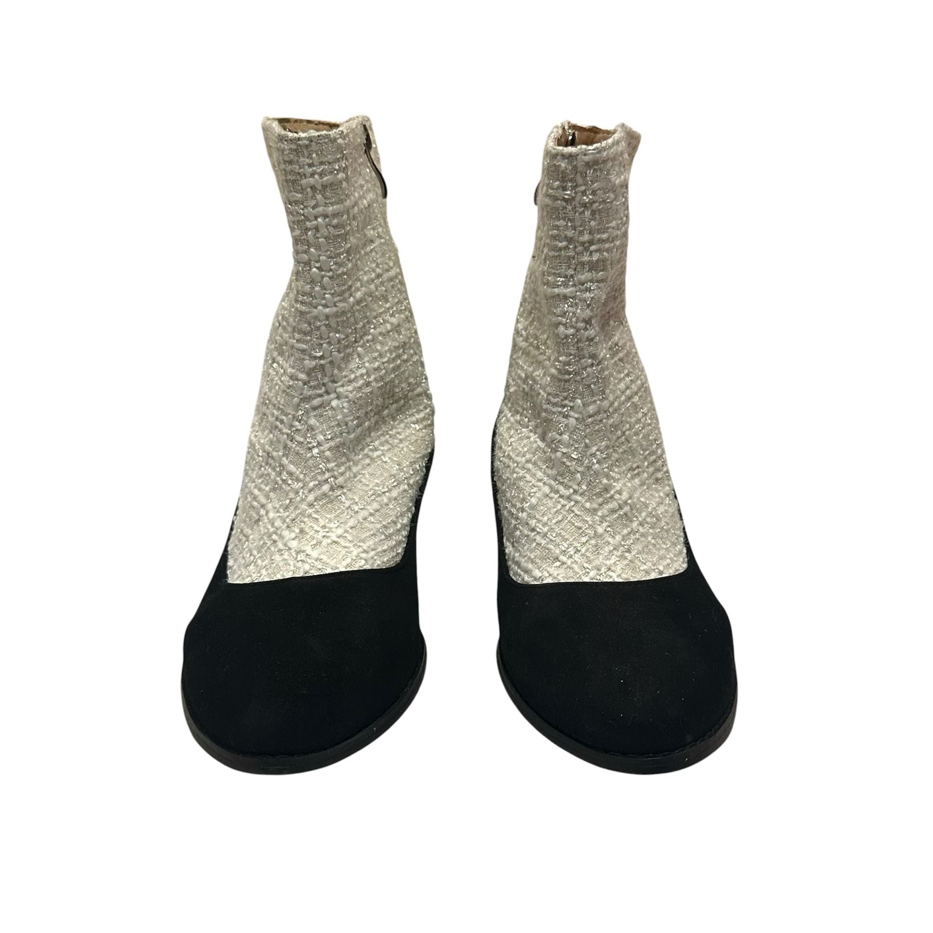 Tweed Boots Size 10M Black White Ankle Booties Zipper (READ DESCRIPTION) 4