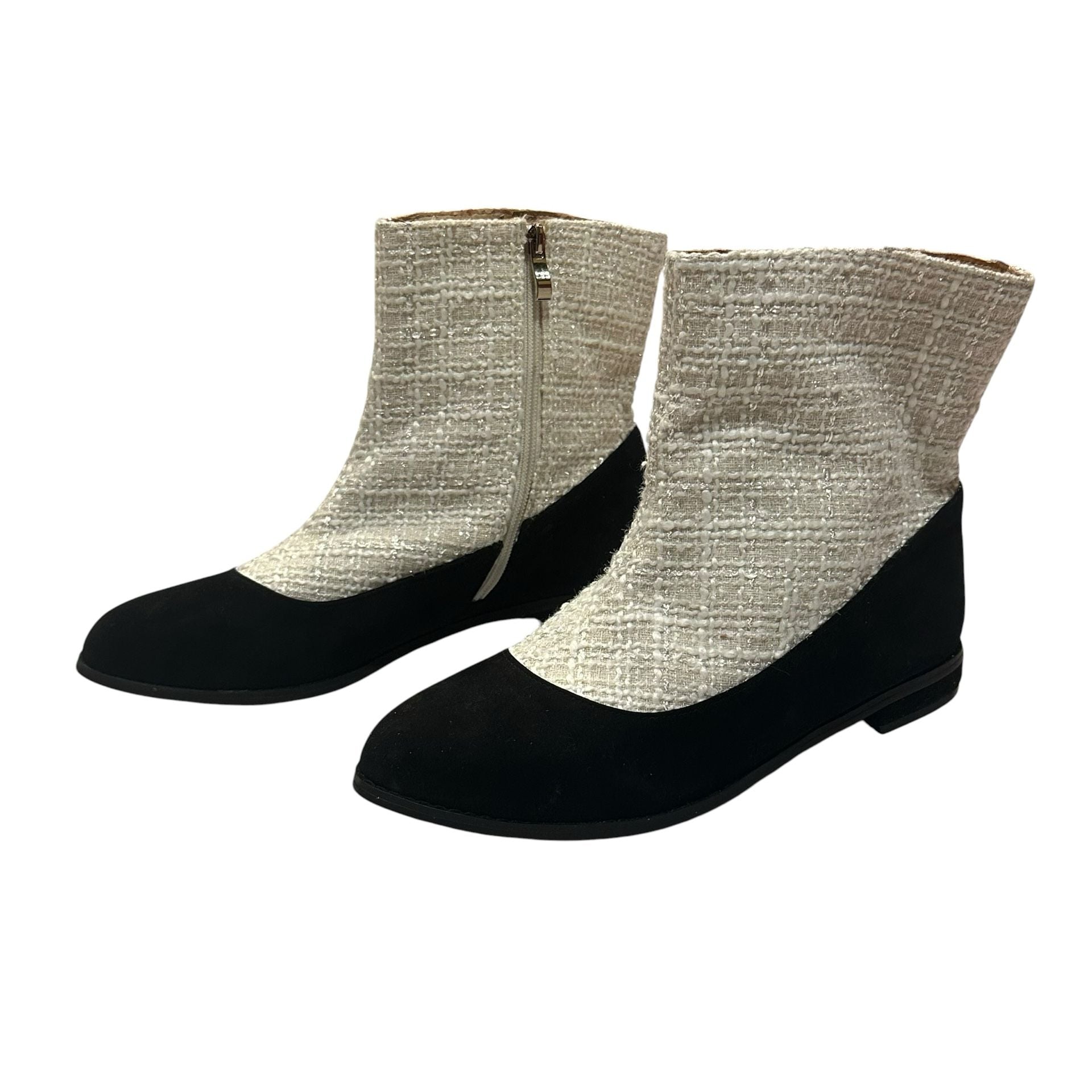 Tweed Boots Size 10M Black White Ankle Booties Zipper (READ DESCRIPTION) 5
