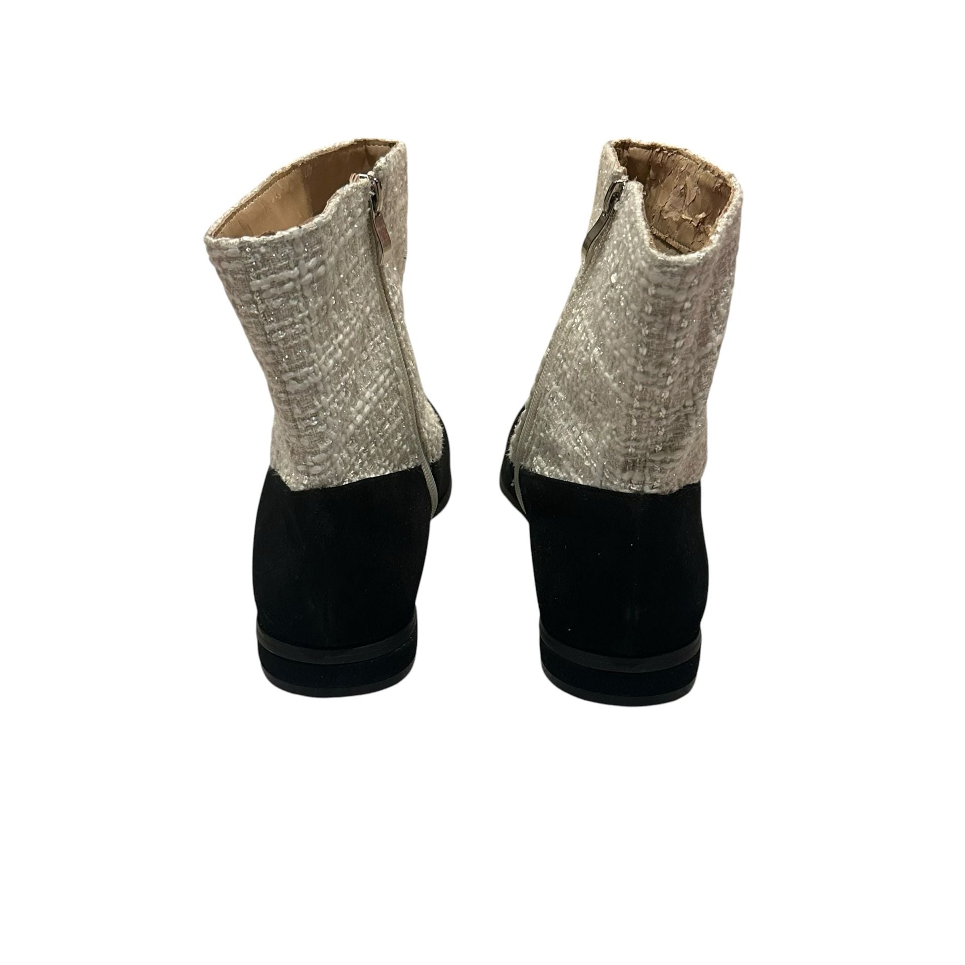 Tweed Boots Size 10M Black White Ankle Booties Zipper (READ DESCRIPTION) 6