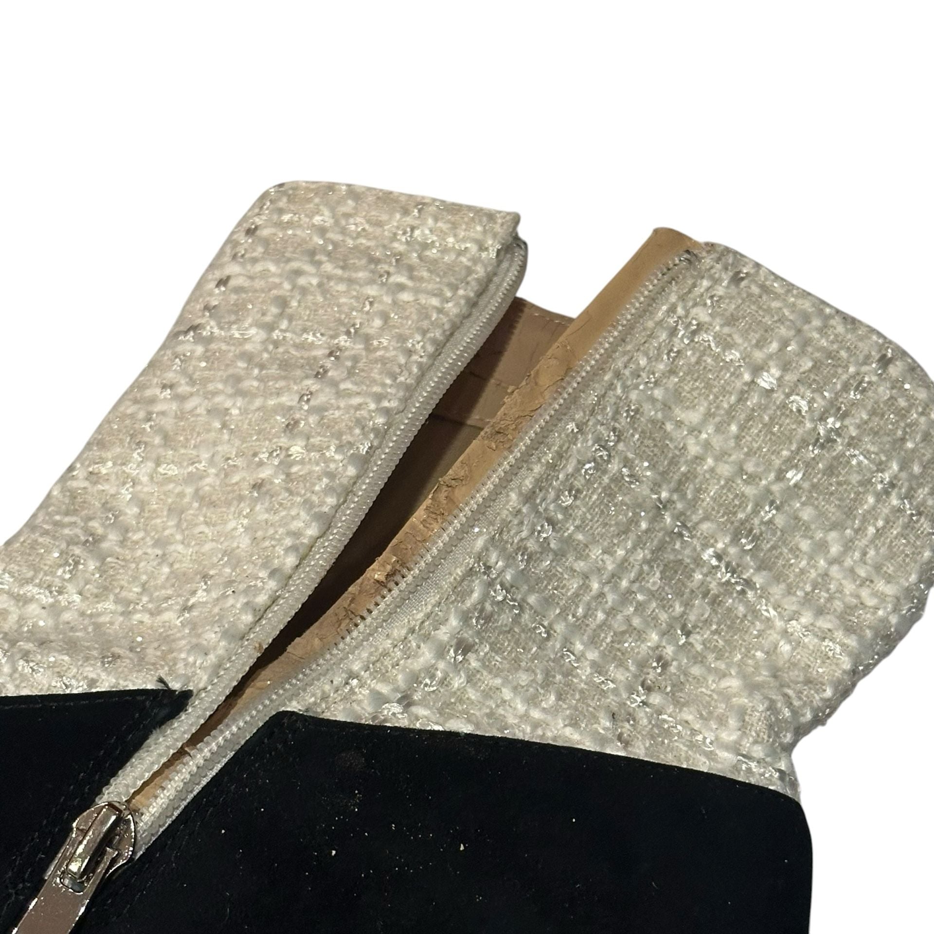 Tweed Boots Size 10M Black White Ankle Booties Zipper (READ DESCRIPTION) 8