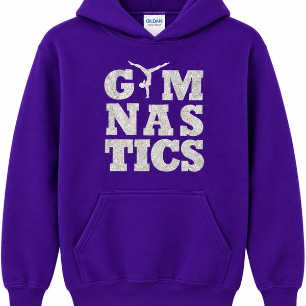 Purple Gymnastics Hoodie – Youth Large – Gildan Heavy Blend