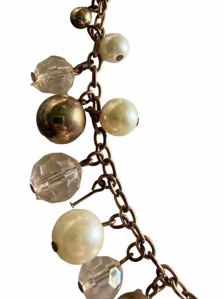 Unbranded Gold Tone Faux Pearl And Bead Statement Necklace 6