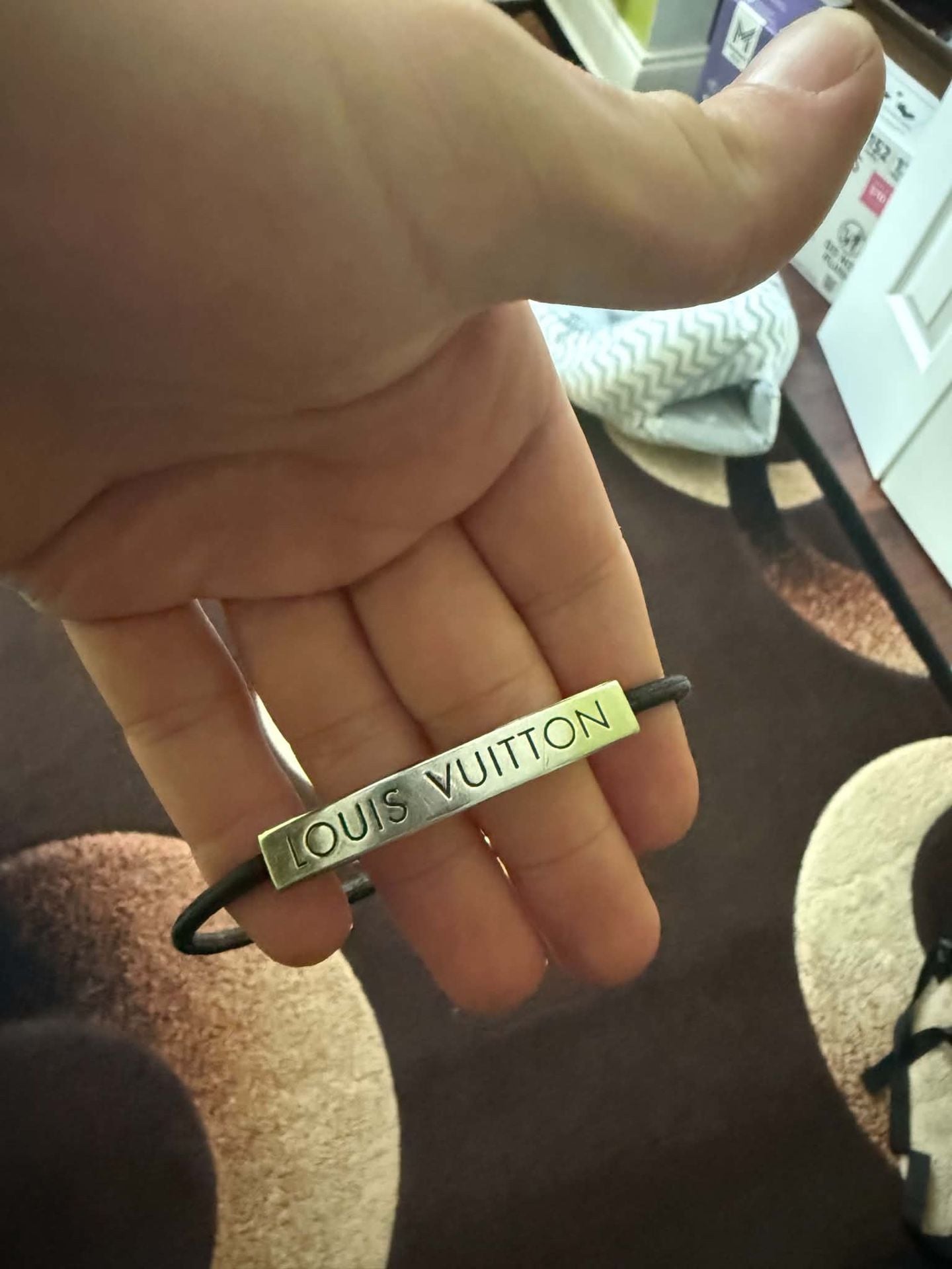 Louis Vuitton LV Space Bracelet Black Metal and Cord 2