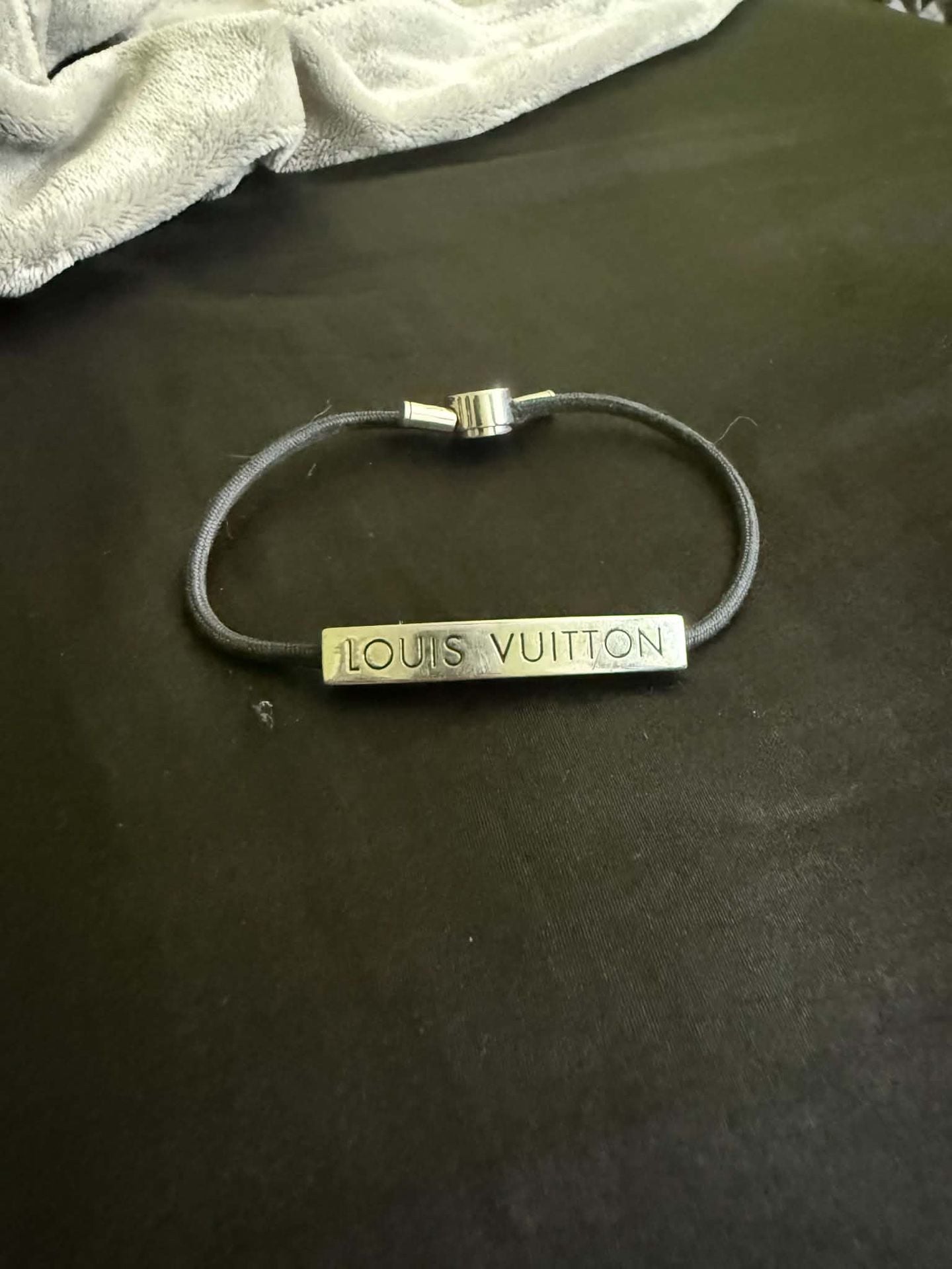 Louis Vuitton LV Space Bracelet Black Metal and Cord 4