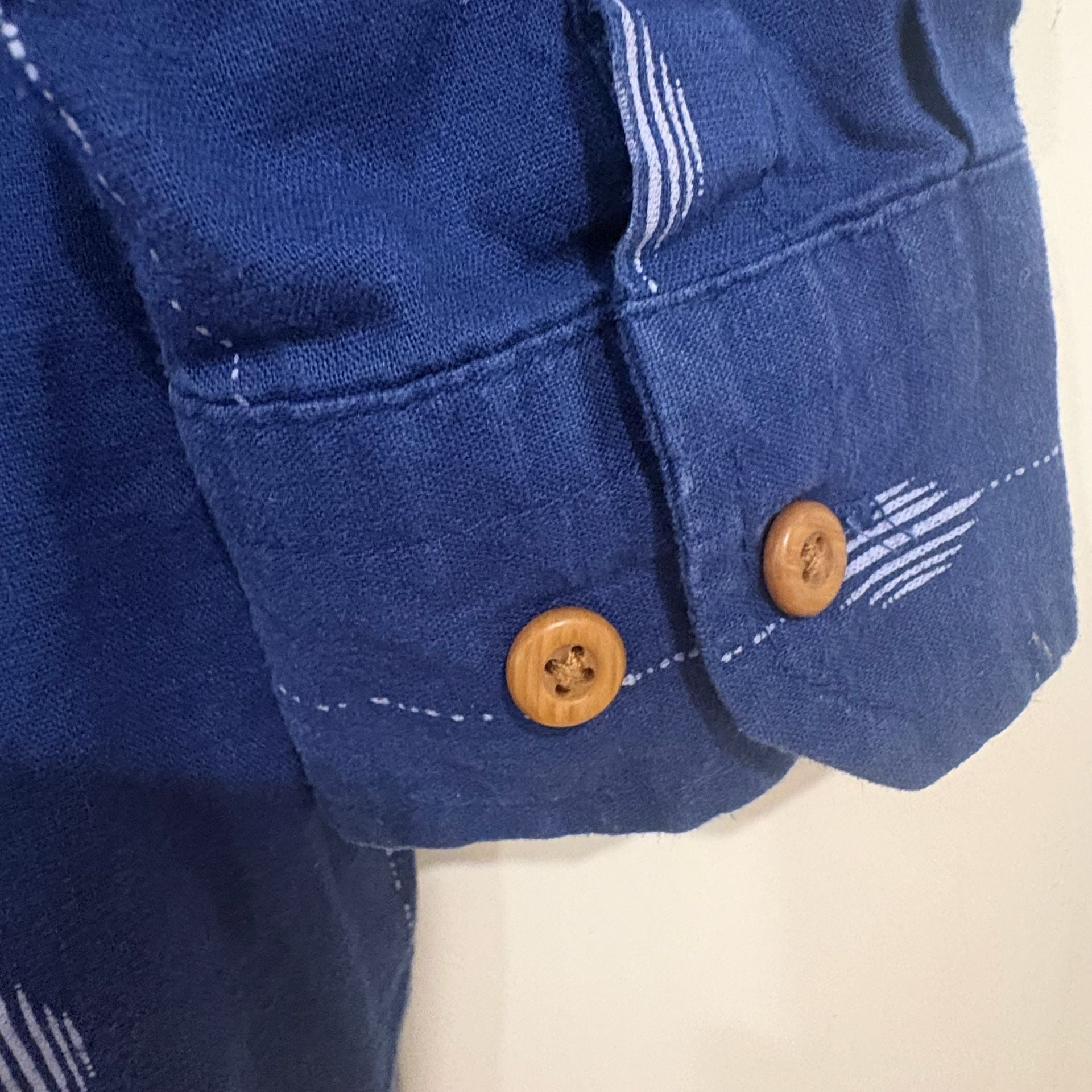 Duluth Trading Co Hemp Organic Cotton Shirt Womens XS Blue Button Front Boho 3
