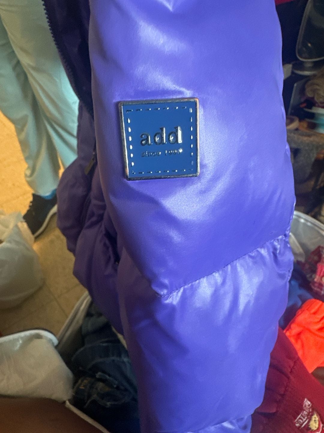 add Blue Puffer Jacket Size XS Quilted Hooded Down Coat 7