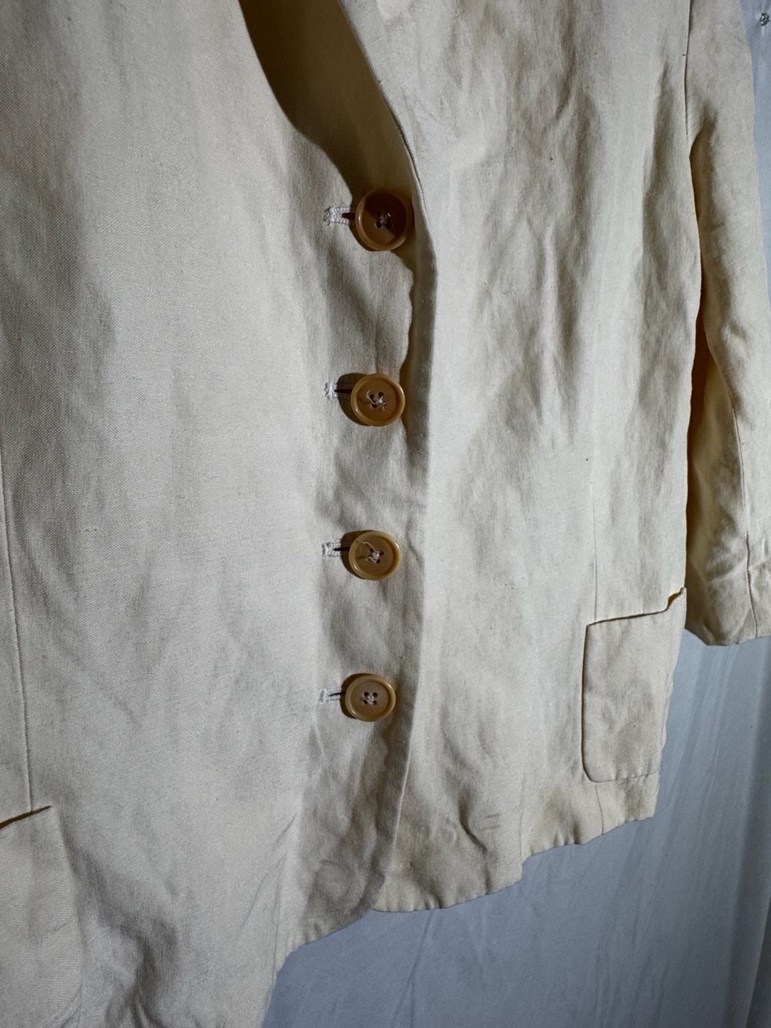 Lauren Ralph Lauren Womens Blazer Linen Button Preppy Ivory 16 3