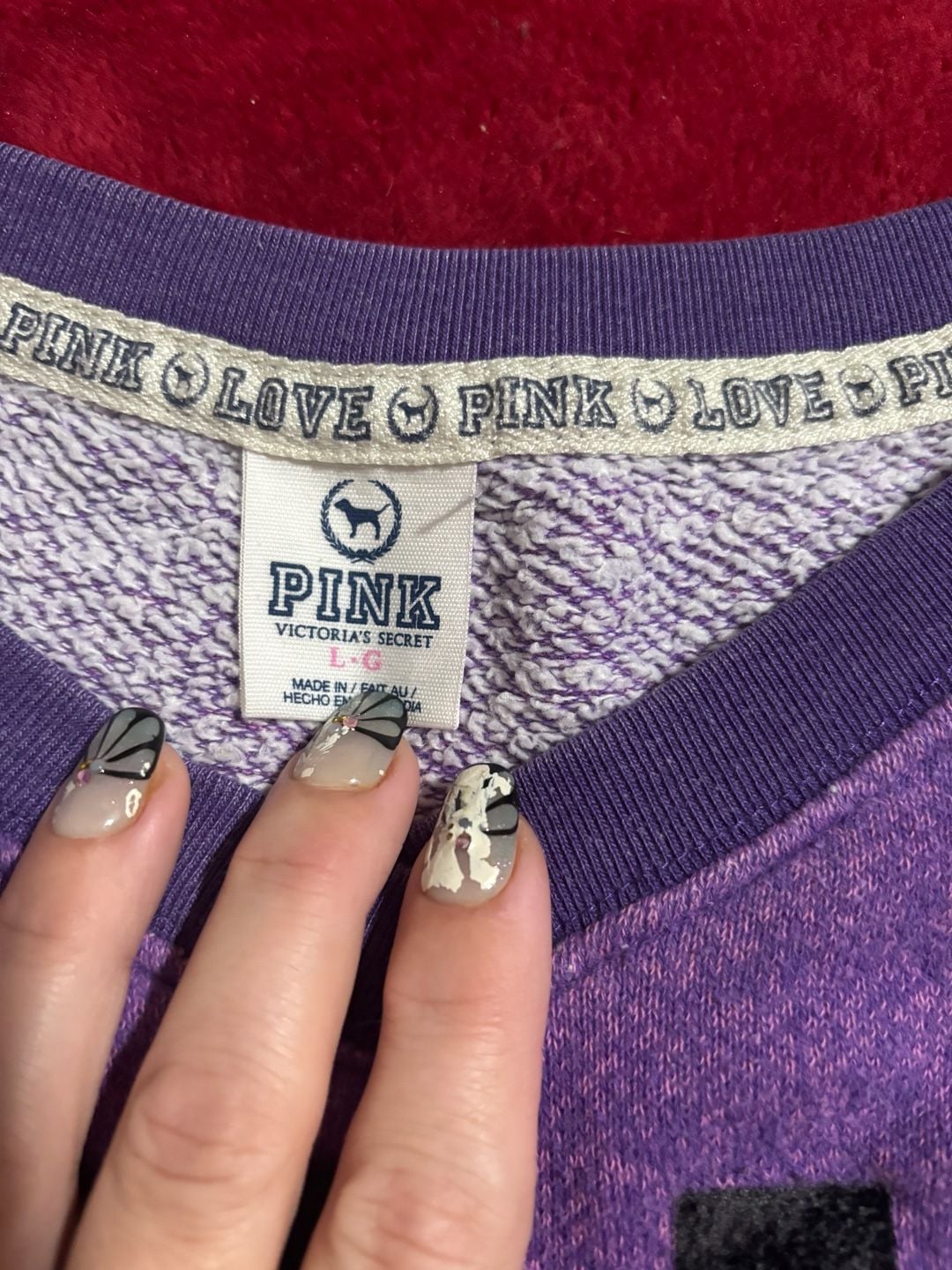 Victoria's Secret PINK V-Neck Sweatshirt Purple Heather Size L 7
