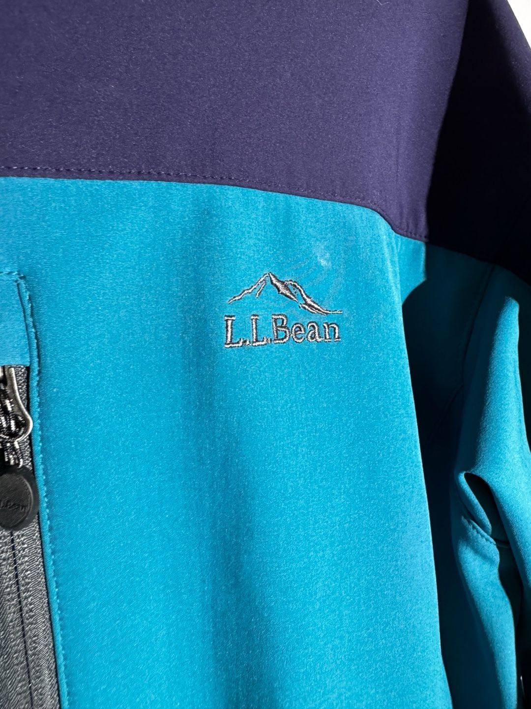 LL Bean Mens Jacket Softshell Colorblock Zip Outdoor Teal Navy XL 3