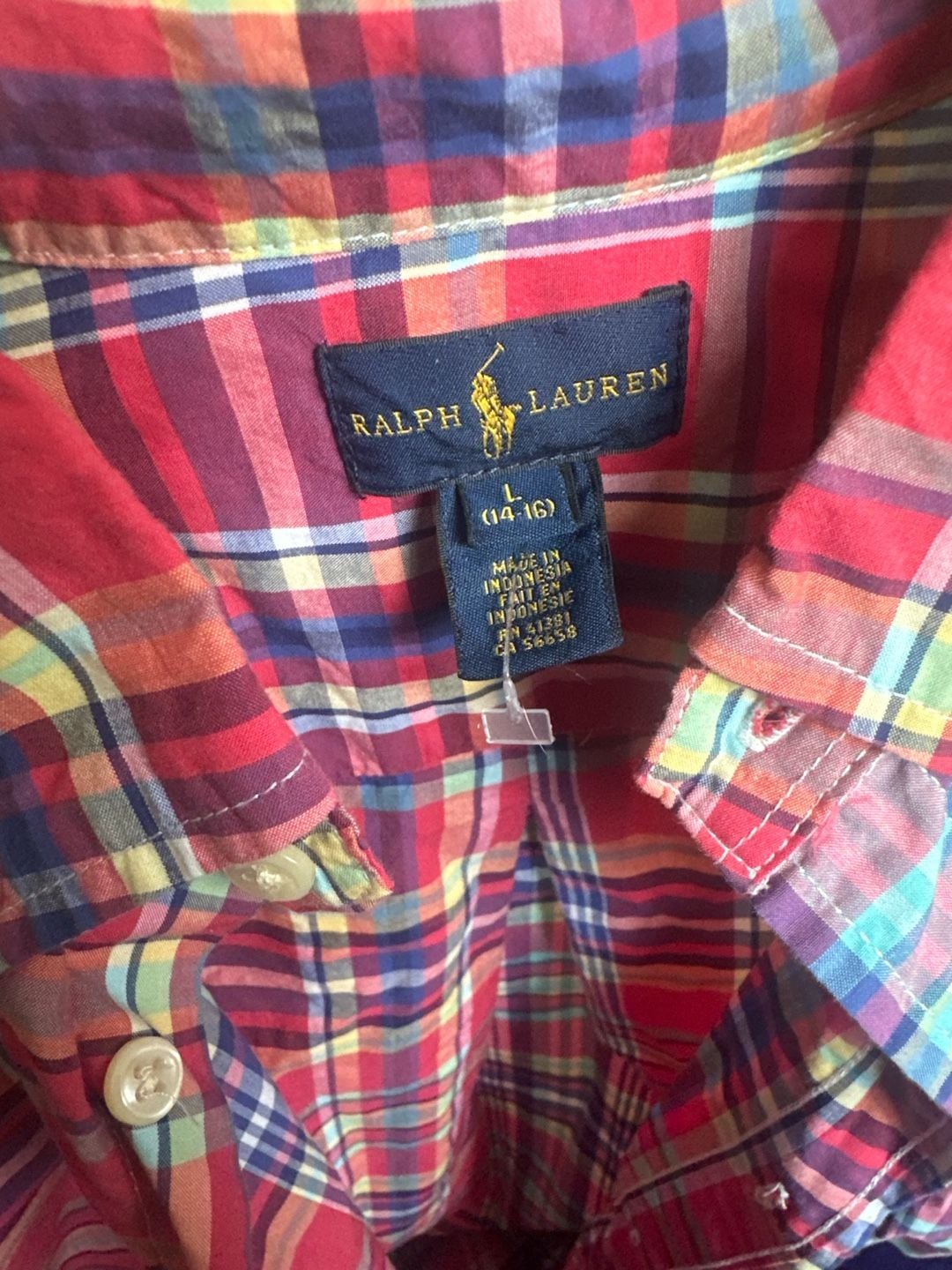 Ralph Lauren Plaid Long Sleeve Button Down Shirt Size L (14-16) Multicolor 3