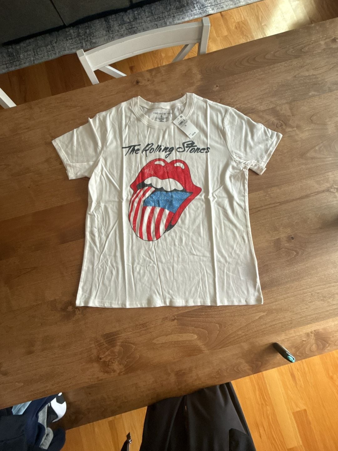 And Now This Rolling Stones Tongue And Flag Graphic T-Shirt Size S White 2