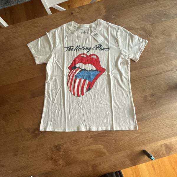 And Now This Rolling Stones Tongue And Flag Graphic T-Shirt Size S White
