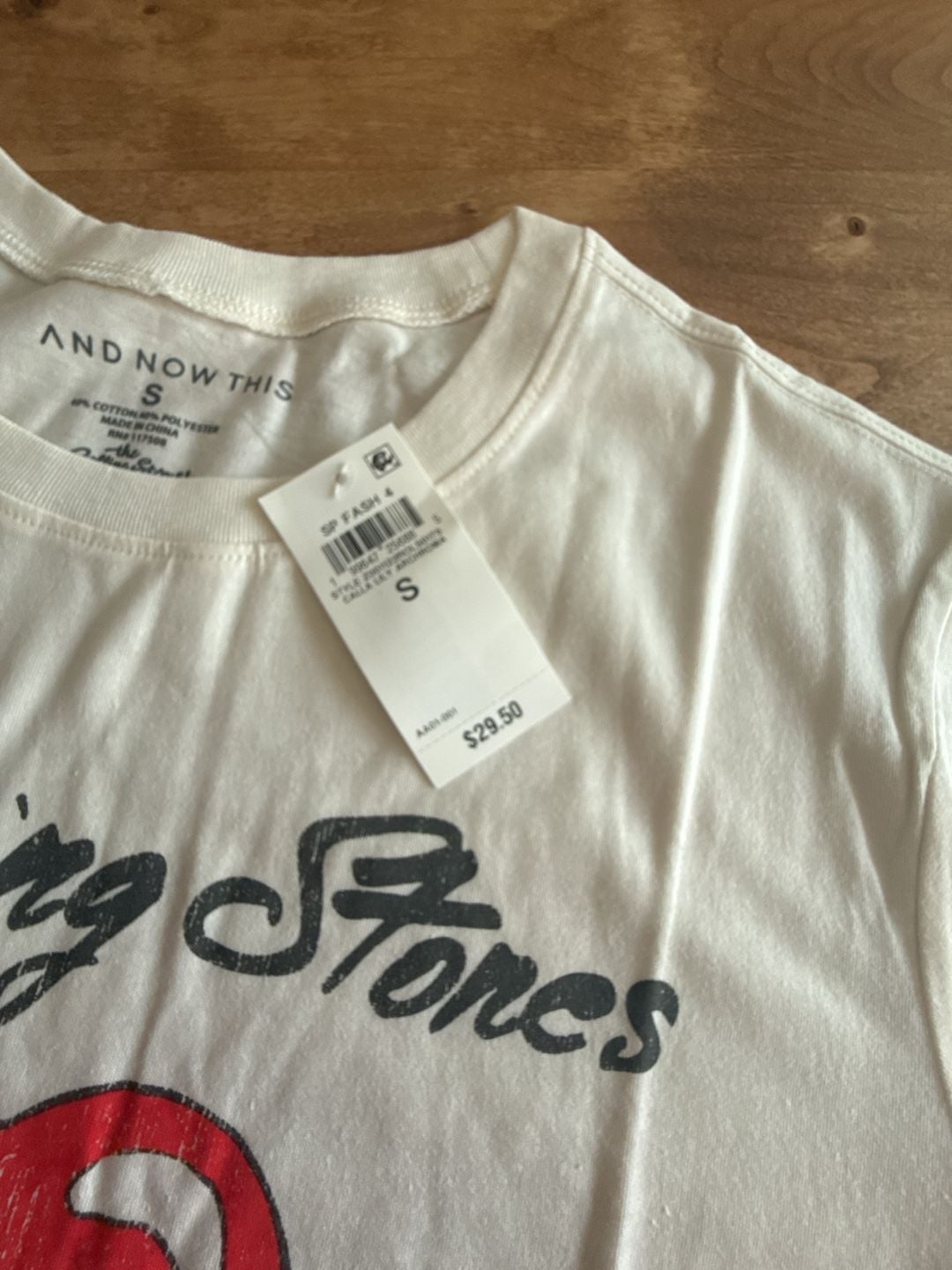 And Now This Rolling Stones Tongue And Flag Graphic T-Shirt Size S White 3