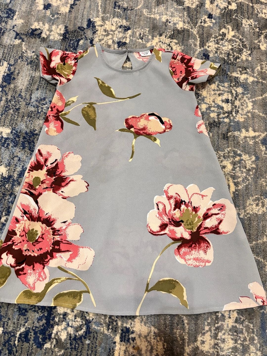 PatPat Floral Dress Size 3-4Y Blue 2