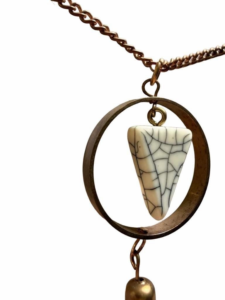 Boho Gold Tassel Necklace With Marble Stone Pendant 5