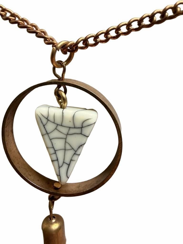 Boho Gold Tassel Necklace With Marble Stone Pendant 6