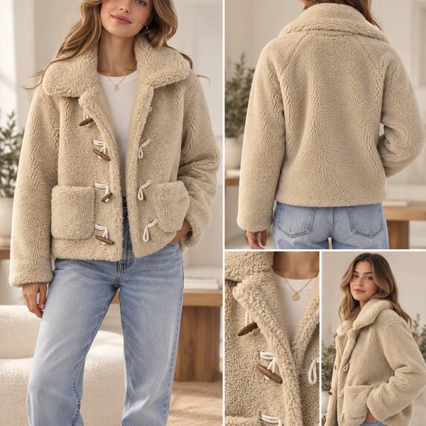Loft Sherpa Toggle Jacket XXSP Petite Cream Faux Shearling Coat
