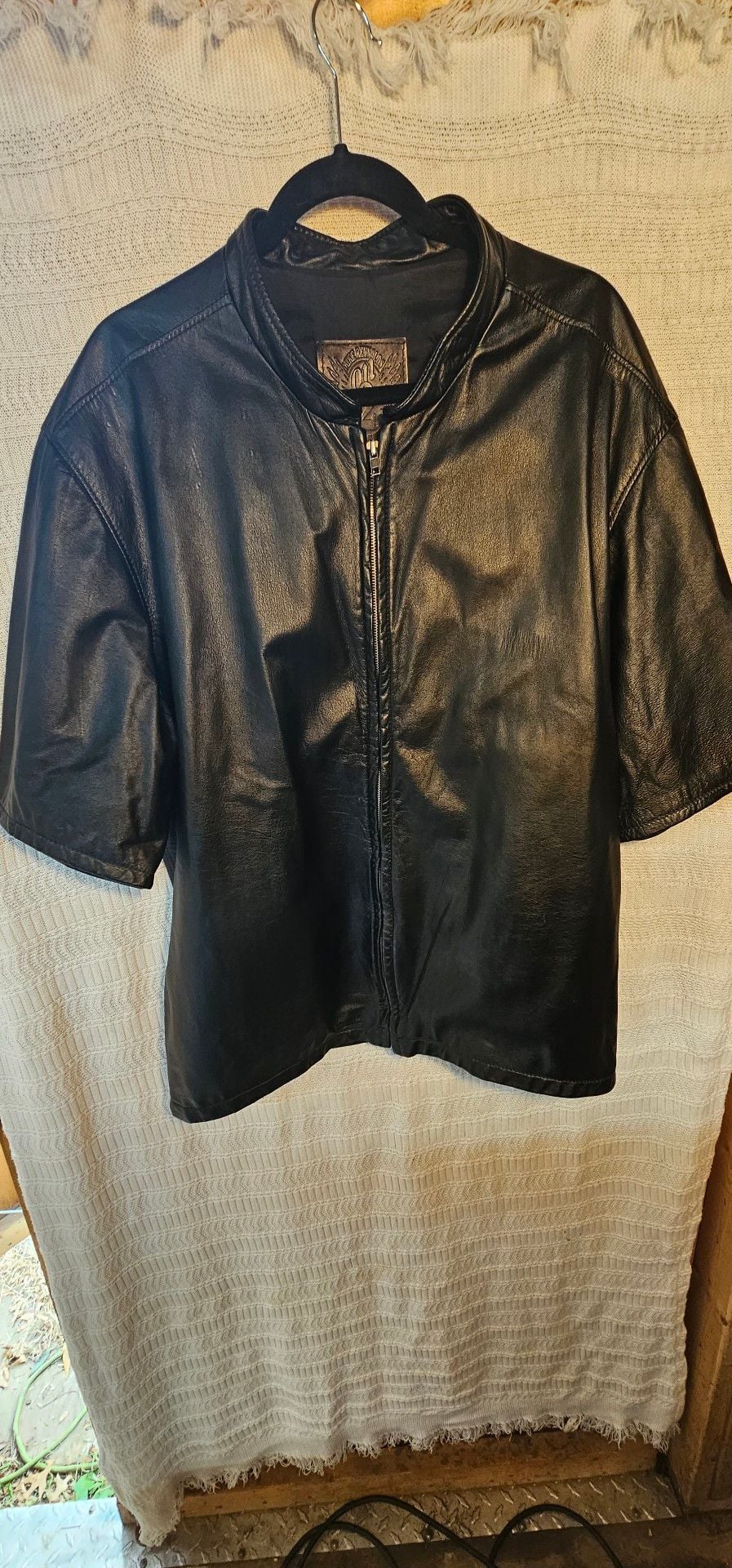Mike Reynolds On 2 Custom Leather Chop Jacket - XL Short Sleeve Black - USA Made 2