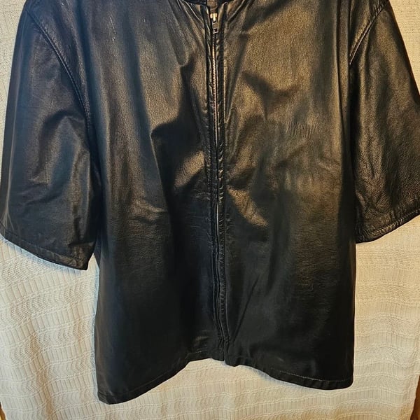Mike Reynolds On 2 Custom Leather Chop Jacket - XL Short Sleeve Black - USA Made