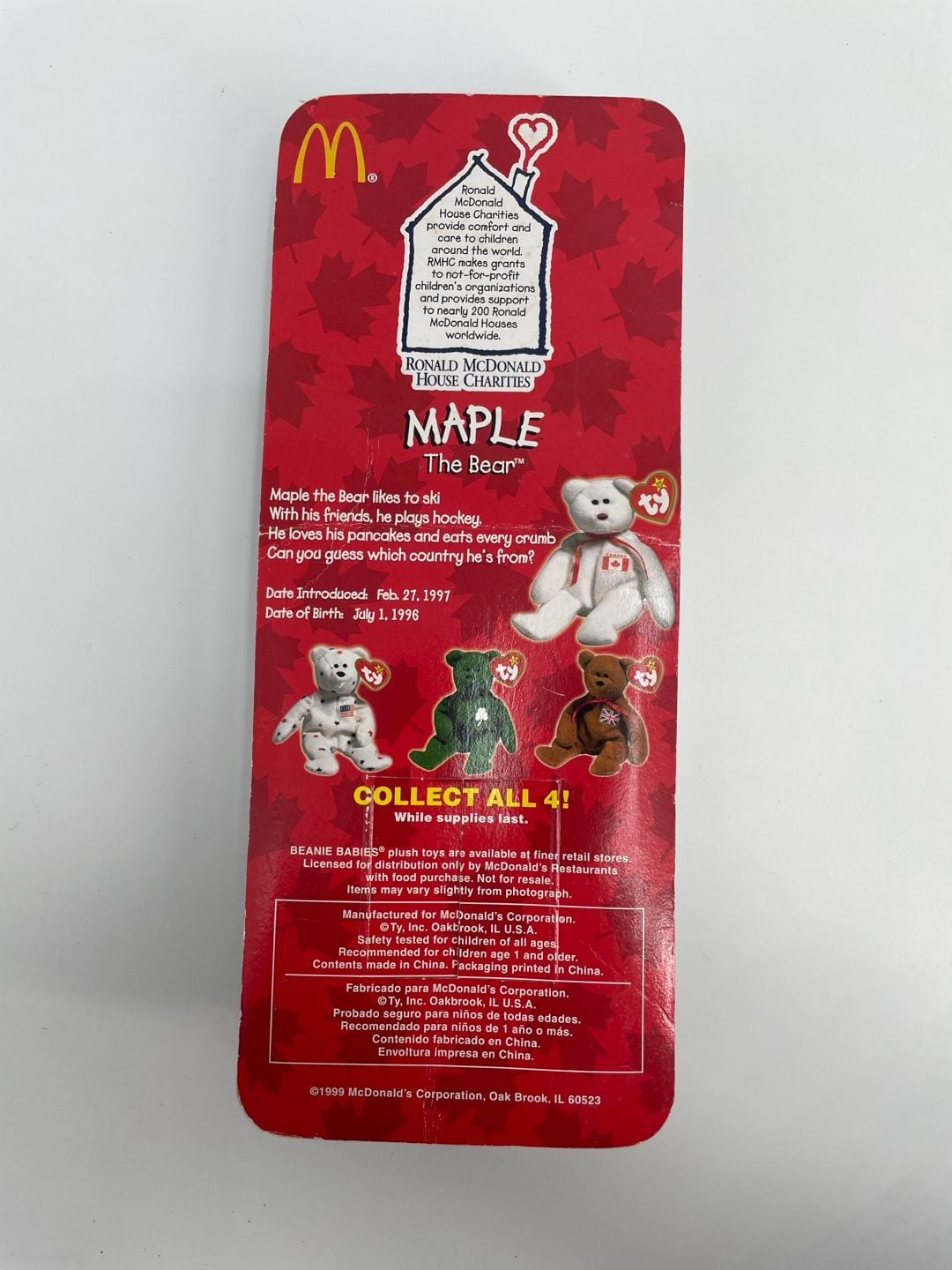 Ty Maple The Bear Teanie Beanie Baby Mc Donalds 3