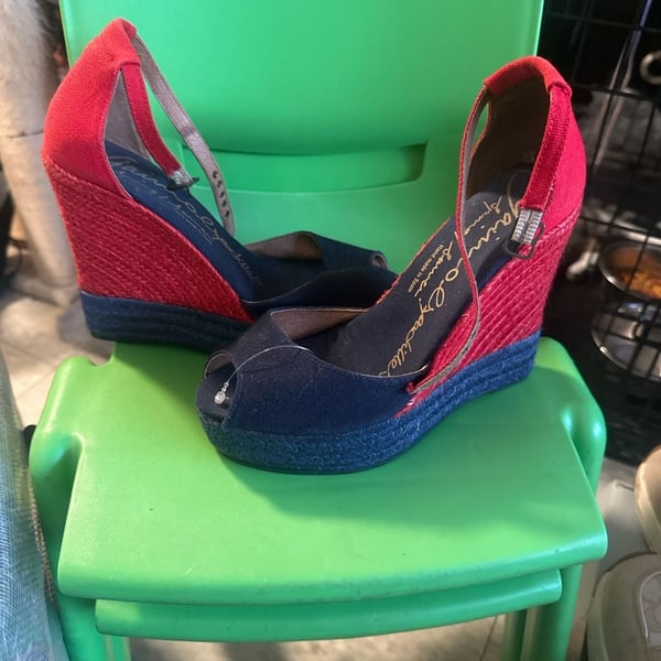 Gaimo Espadrilles Size 36 Blue Red Wedge Sandals