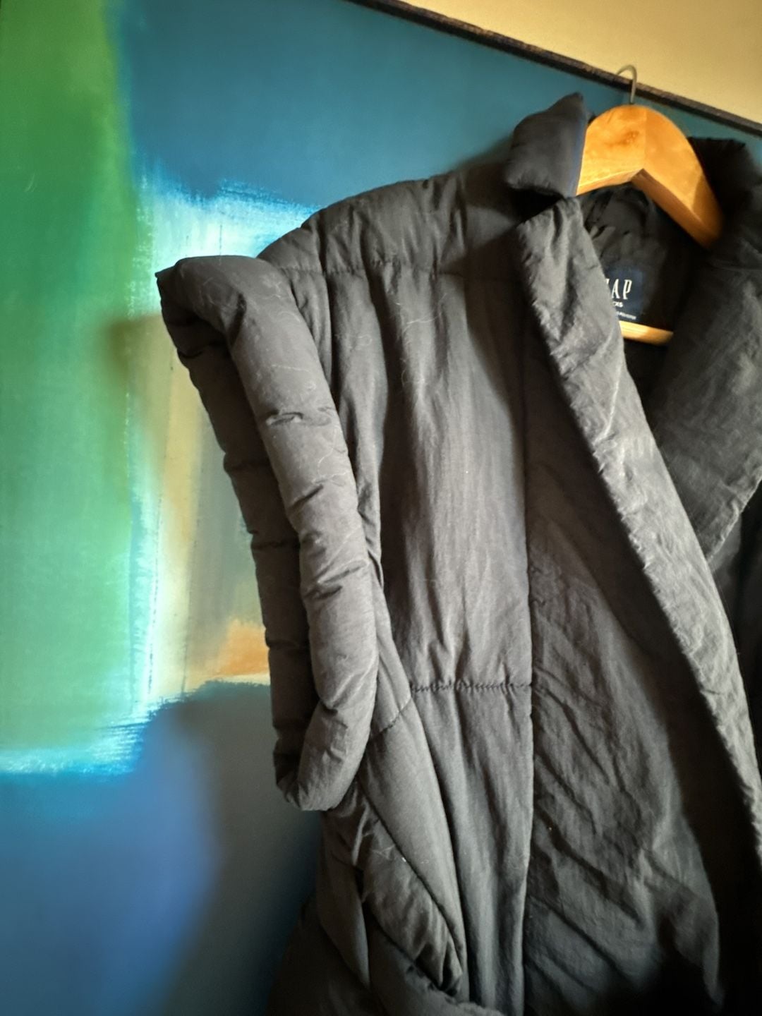 Gap Duvet Wrap Puffer Vest Size XXS Black Quilted Belted Jacket 4