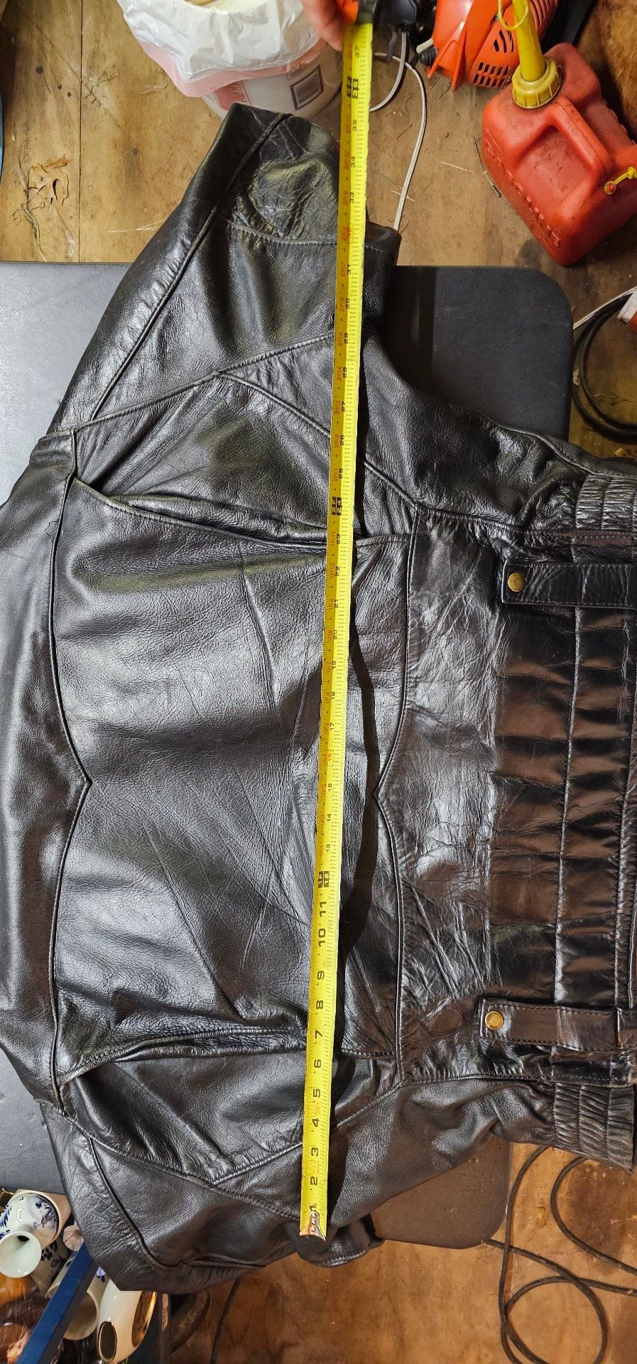Vtg Paulines Crew Leather Police Motorcycle Jacket Black Men L 42 USA NoLiner
11