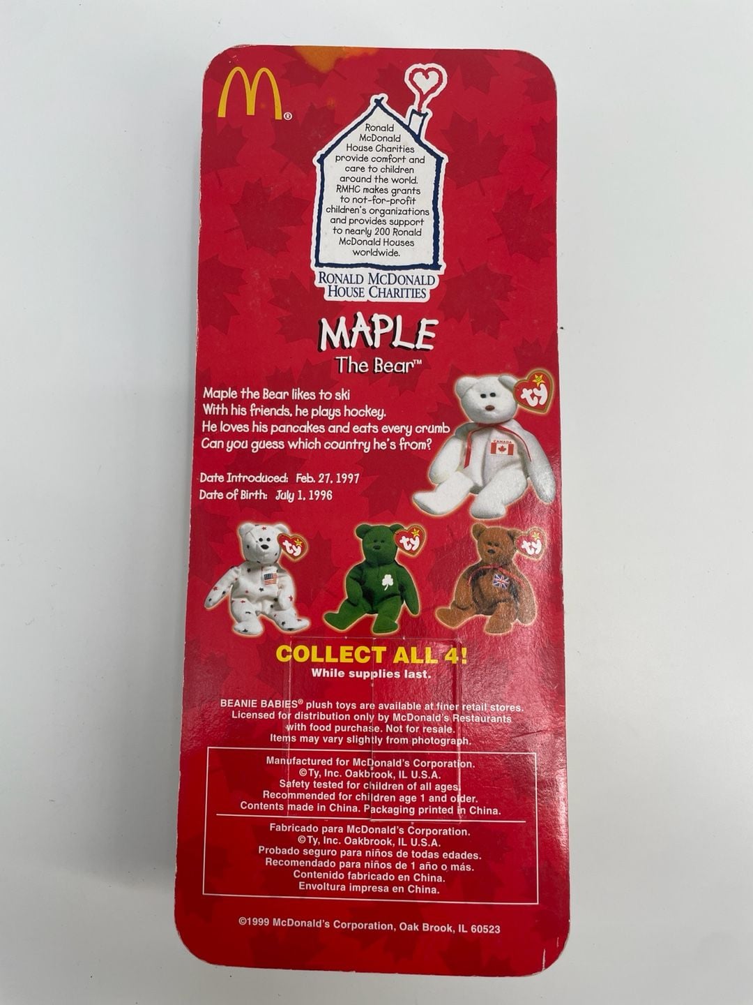 Ty McDonald's Teenie Beanie Babies Maple The Bear 3