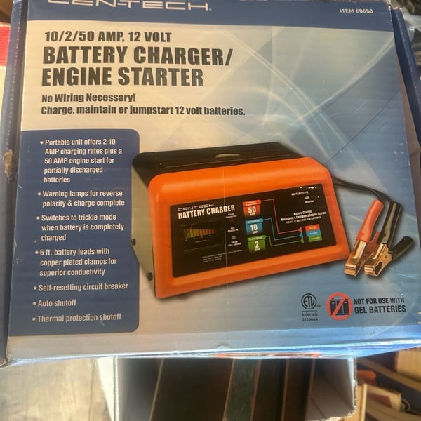 Cen-Tech 10/2/50 Amp 12 Volt Battery Charger Engine Starter