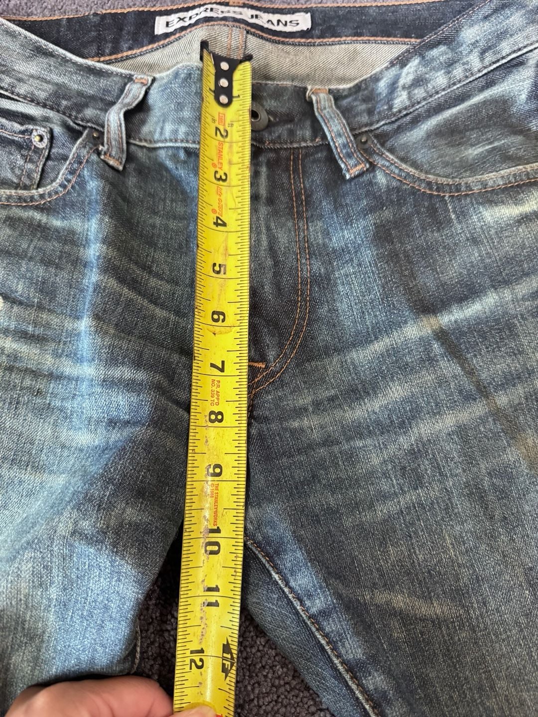 Express Rocco Slim Fit Straight Leg Jeans Size 28x30 Distressed Denim 9