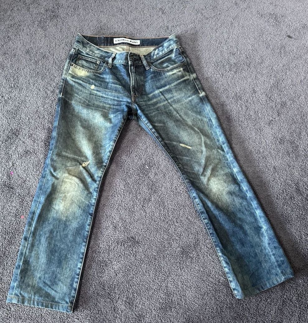 Express Rocco Slim Fit Straight Leg Jeans Size 28x30 Distressed Denim 2