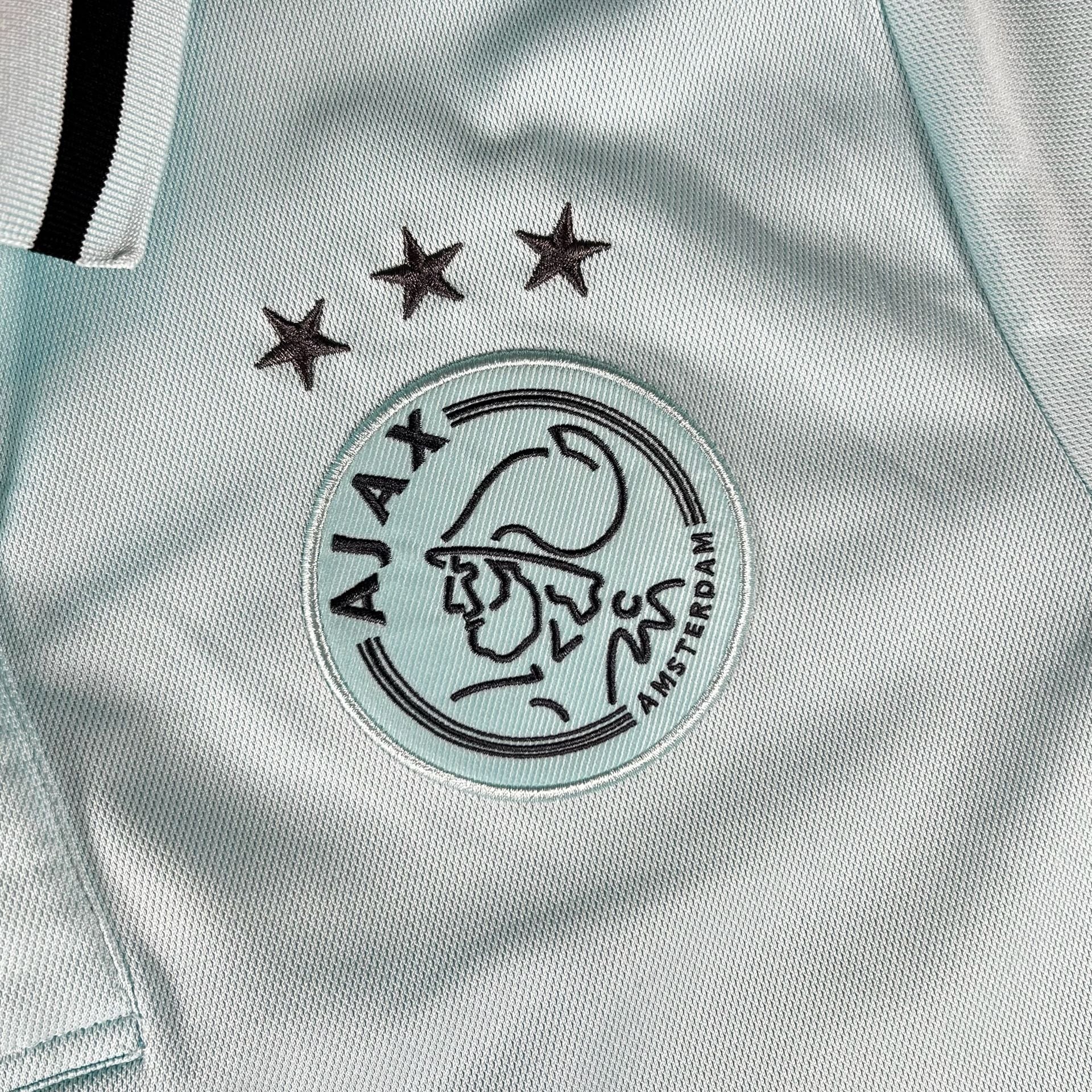 Adidas x Ajax Amsterdam Training Polo Shirt Size Large Light Blue Climalite 3