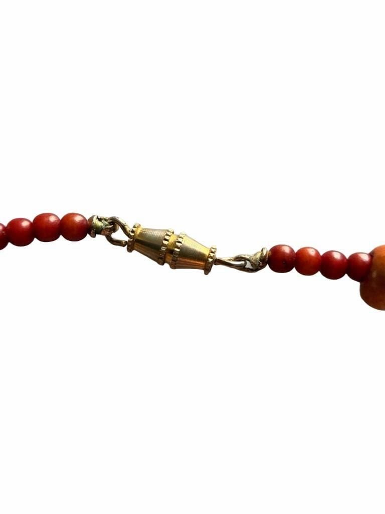 Unbranded Wooden Bead Necklace Red Orange Barrel Beads 4