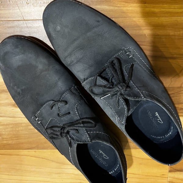 Clarks Oxford Shoes Size 11 M Gray Leather Lace-Up Men
