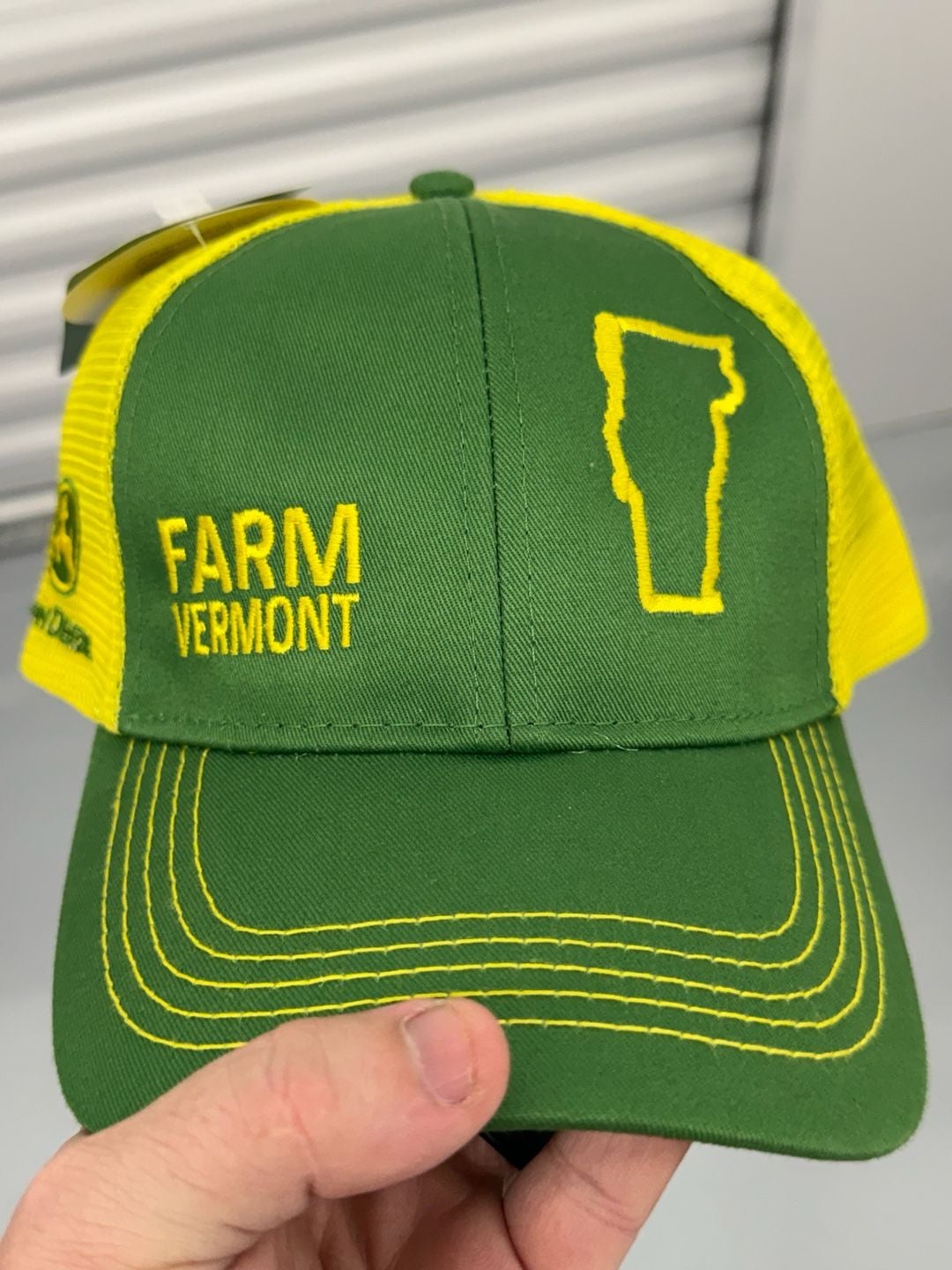 John Deere Farm Vermont State Pride Trucker Hat One Size Green Yellow 2