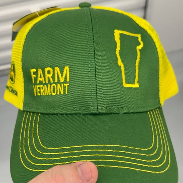 John Deere Farm Vermont State Pride Trucker Hat One Size Green Yellow