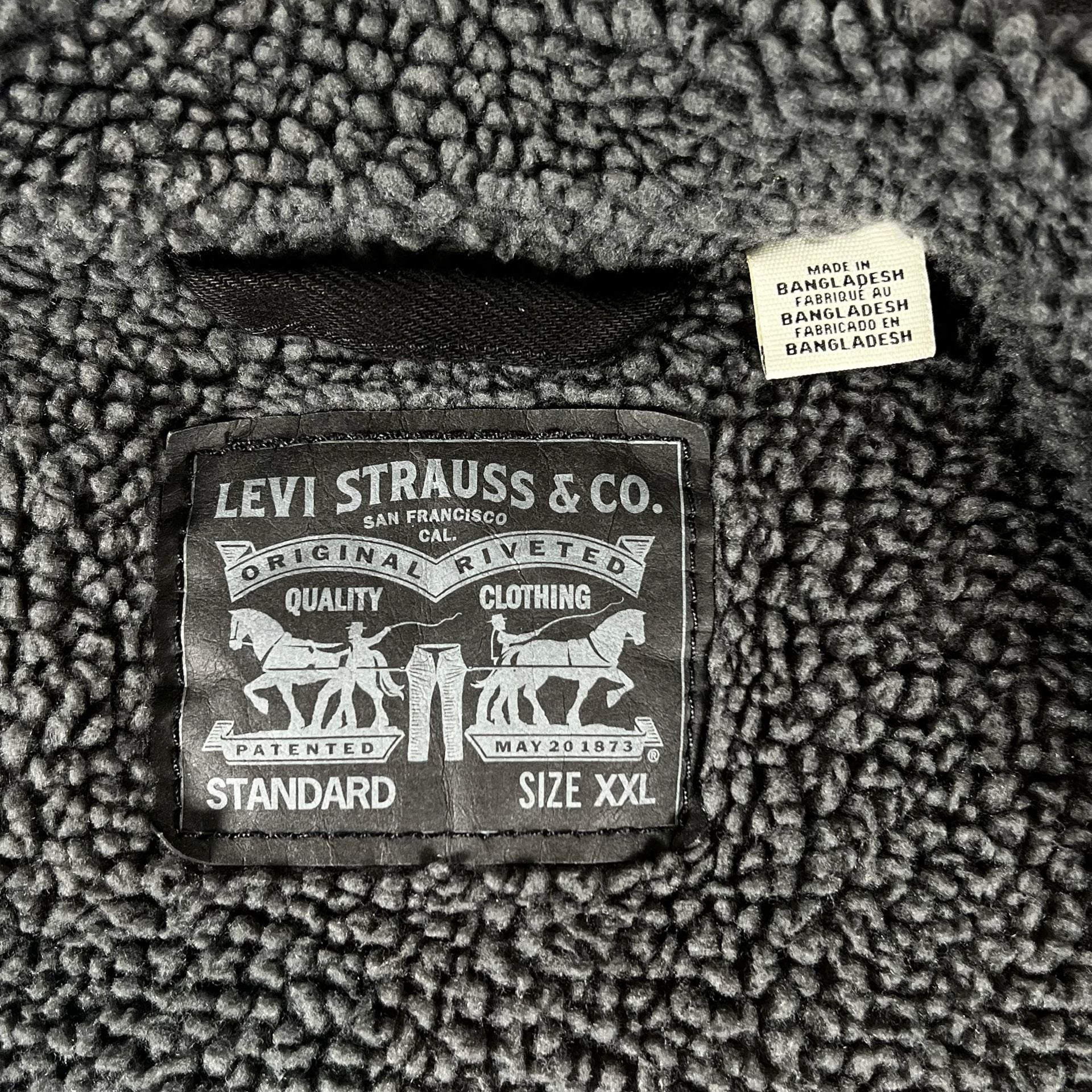 Levi's Black Denim Sherpa Button Up Trucker Jacket Size XXL Work Wear 7