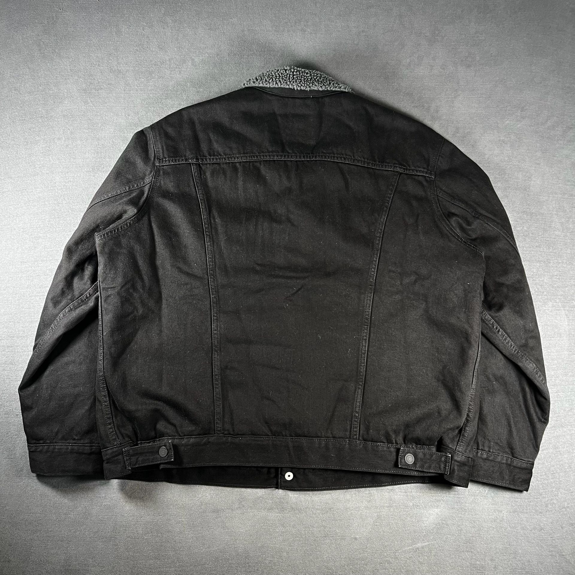 Levi's Black Denim Sherpa Button Up Trucker Jacket Size XXL Work Wear 8