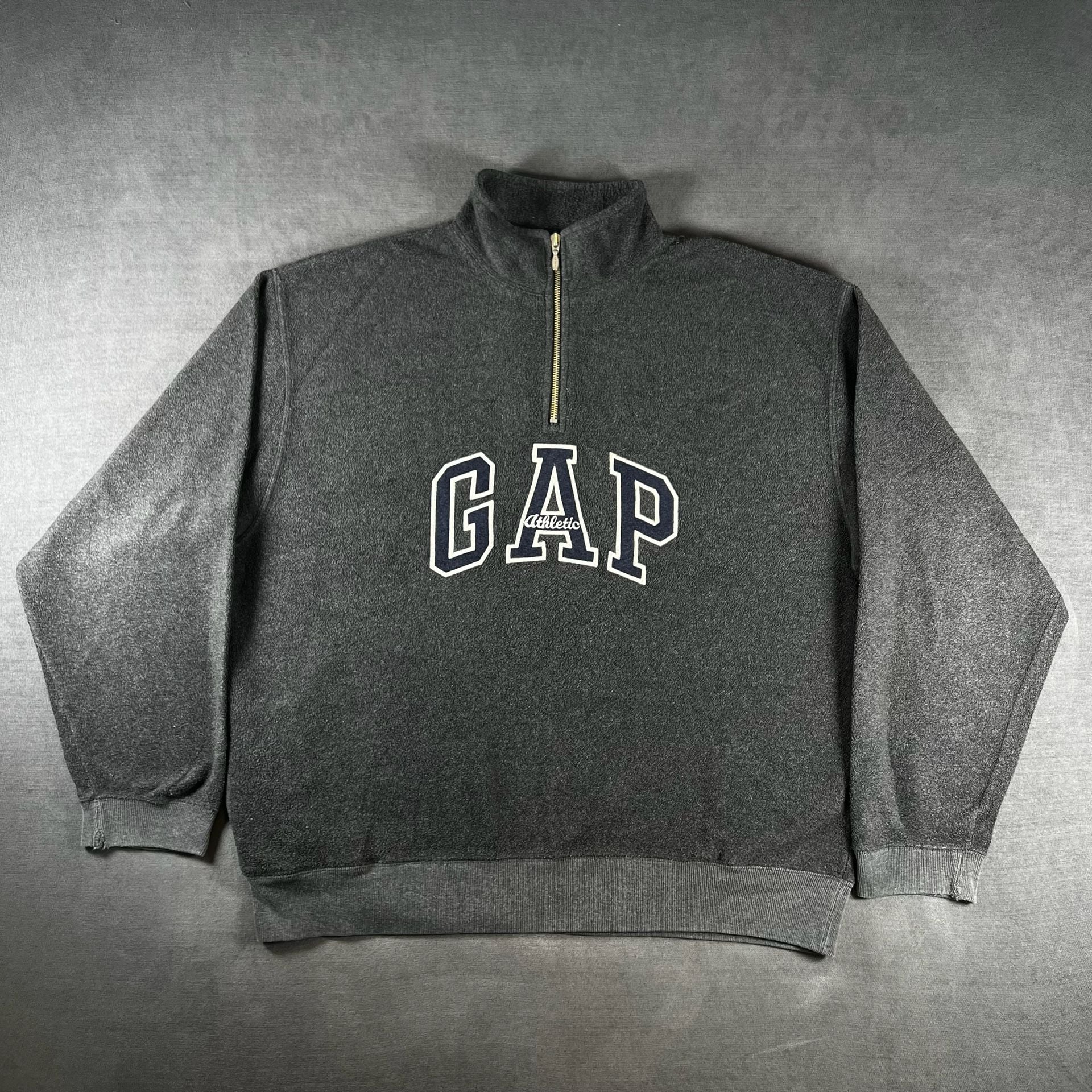 Vintage Gap Athletic Gray Quarter Zip Fleece Sweatshirt Size Large 2